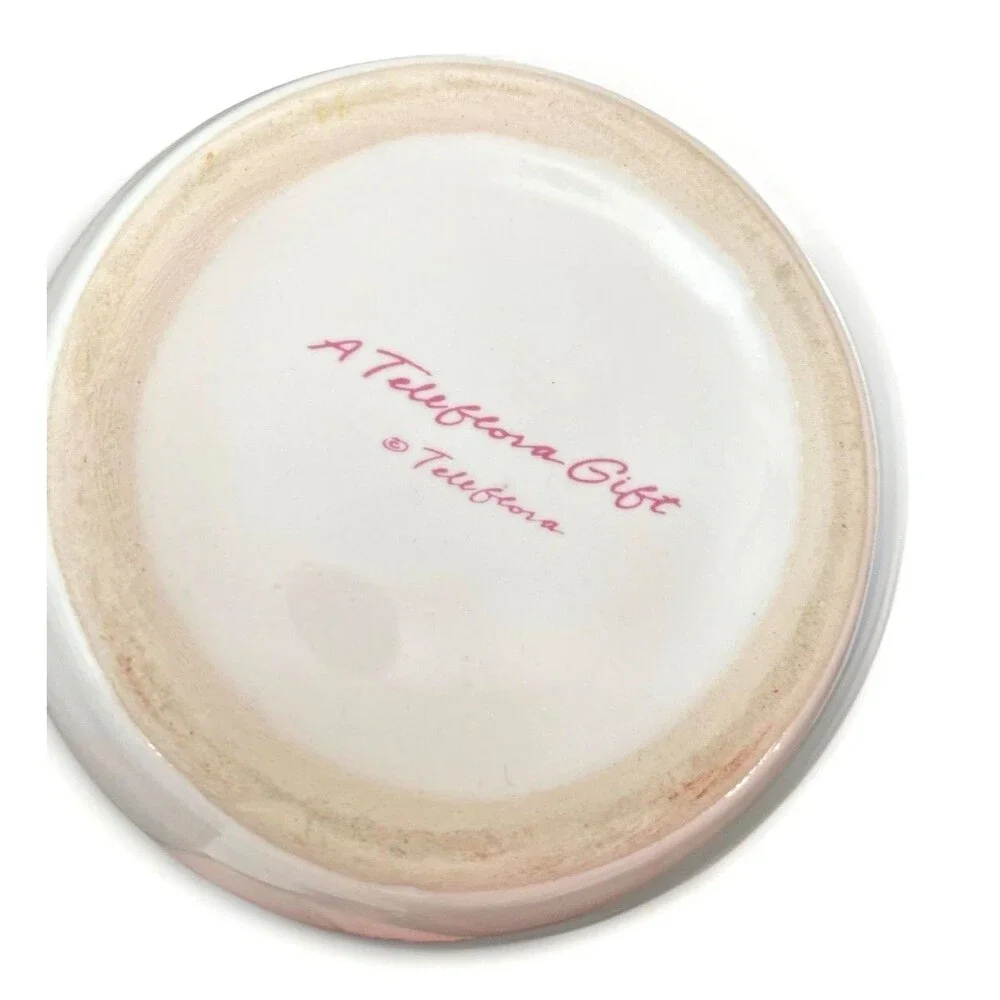 Vintage Teleflora Gift Floral Tulip Vase White Ceramic Pink Rose 5” Cottagecore - Picture 3 of 5
